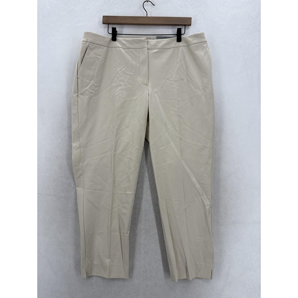 Talbots Hampshire Ankle Pants Womens 18WP Beige Straight Leg Pull On Stretch NWT